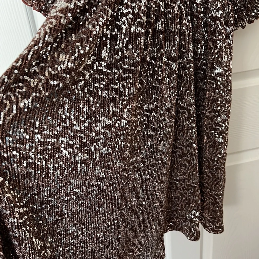 Moon River Anthropologie Womens Sequin babydoll cocktail dress square neck …